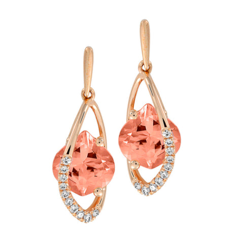 Chatham 14k Rose Gold Sapphire & Diamond Earrings