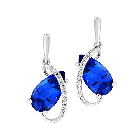 Chatham 14k White Gold Sapphire & Diamond Earrings - Chatham