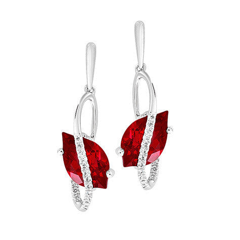 Chatham 14k White Gold Ruby & Diamond Earrings - Chatham