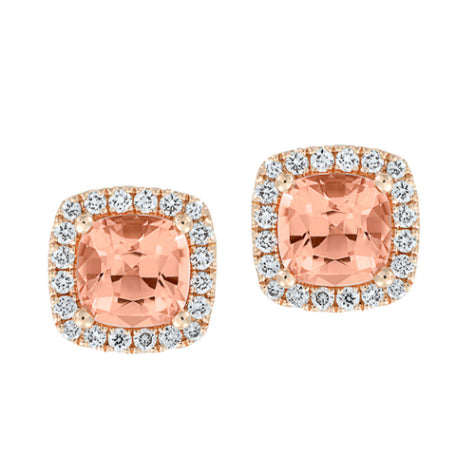 Chatham 14k Rose Gold Sapphire & Diamond Earrings - Chatham