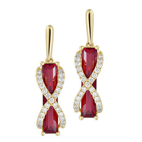 Chatham 14k Yellow Gold Sapphire & Diamond Earrings