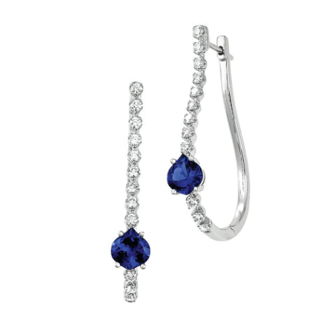 Chatham 14k White Gold Sapphire & Diamond Earrings
