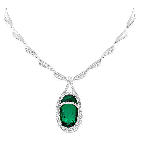 Chatham 14k White Gold Emerald Necklace - Chatham