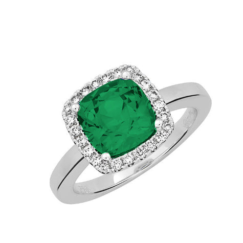 Chatham 14k White Gold Emerald & Diamond Ring - Chatham
