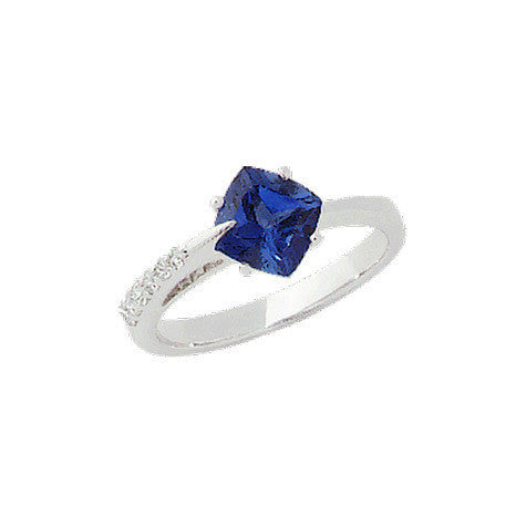 Chatham 14k White Gold Sapphire & Diamond Ring - Chatham