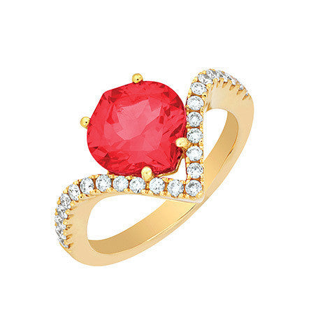 Chatham 14k Yellow Gold Sapphire & Diamond Ring - Chatham