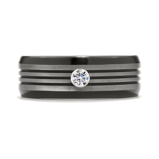 Hearts on Fire Commanding Black Titanium Multi-Groove Bevel Band - Hearts on Fire