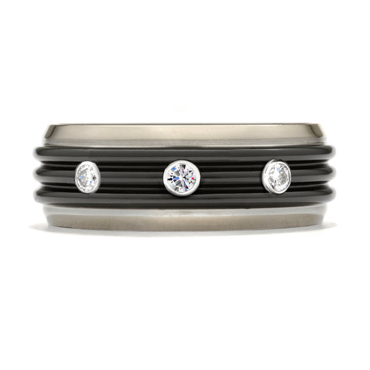 Hearts on Fire Commanding Black Titanium Tri-Dome Bevel Band - Hearts on Fire