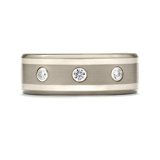 Hearts on Fire Commanding Grey Titanium Double Inlay Bevel Band - Hearts on Fire