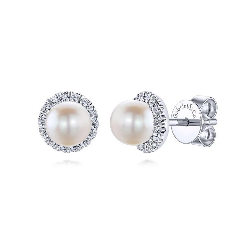 Gabriel & Co. 14k White Gold Grace Pearl & Diamond Stud Earrings - Gabriel & Co. Fashion