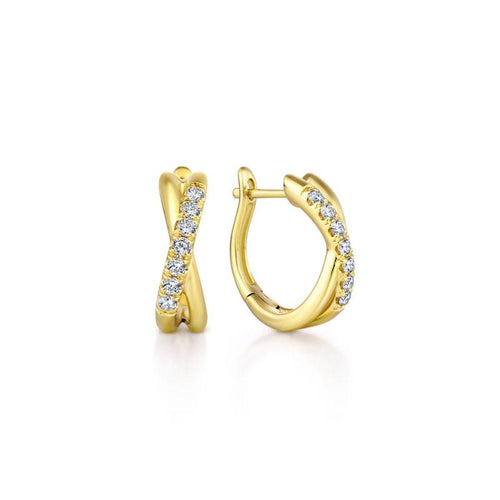 Gabriel & Co. 14k Yellow Gold Contemporary Diamond Huggie Earrings - Gabriel & Co. Fashion