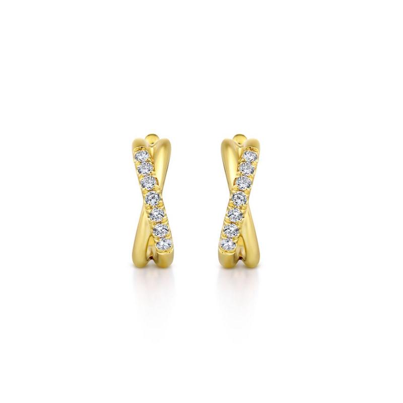 Gabriel & Co. 14k Yellow Gold Contemporary Diamond Huggie Earrings - Gabriel & Co. Fashion