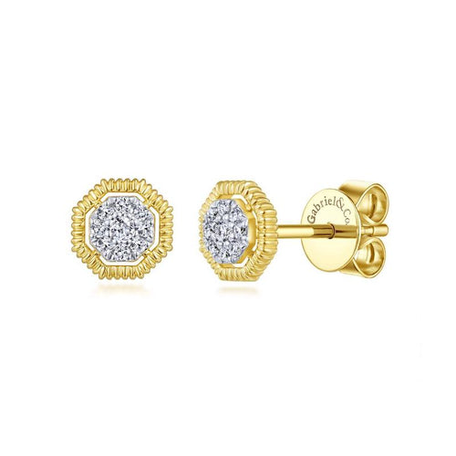 Gabriel & Co. 14k Yellow Gold Contemporary Diamond Stud Earrings - Gabriel & Co. Fashion