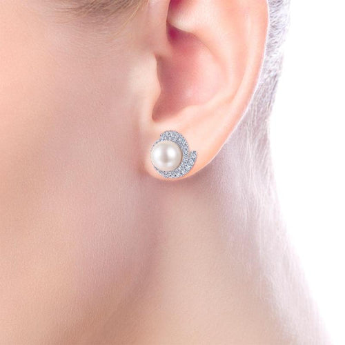 Gabriel & Co. 14k White Gold Grace Pearl & Diamond Stud Earrings - Gabriel & Co. Fashion