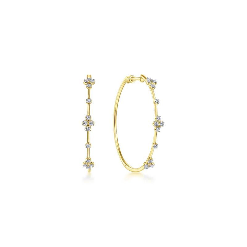 Gabriel & Co. 14k Yellow Gold Contemporary Diamond Hoop Earrings - Gabriel & Co. Fashion