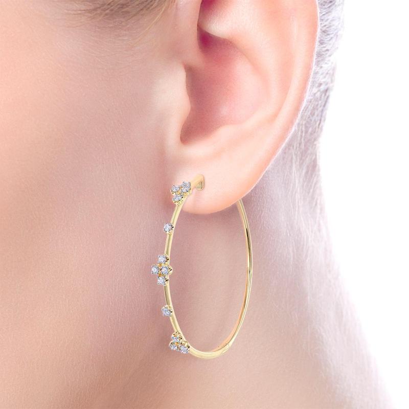 Gabriel & Co. 14k Yellow Gold Contemporary Diamond Hoop Earrings - Gabriel & Co. Fashion