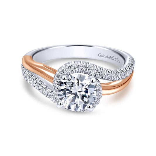 Gabriel & Co. 14k Two Tone Gold Contemporary Bypass Engagement Ring - Gabriel & Co.