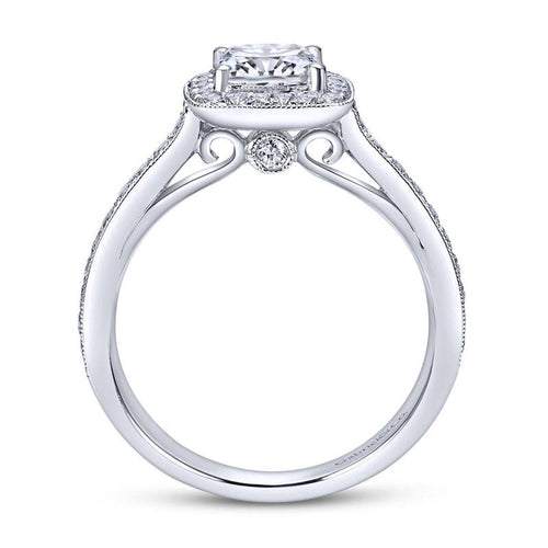 Gabriel & Co. 14k White Gold Victorian Halo Engagement Ring - Gabriel & Co.