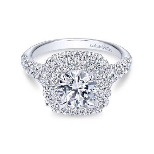 Gabriel & Co. 14k White Gold Contemporary Double Halo Engagement Ring - Gabriel & Co.