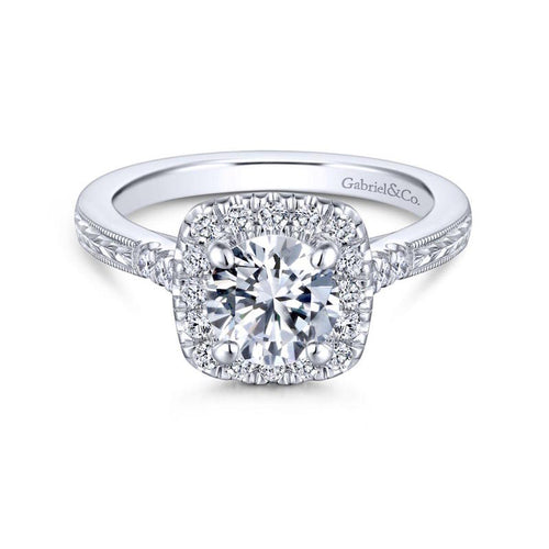 Gabriel & Co. 14k White Gold Victorian Halo Engagement Ring - Gabriel & Co.