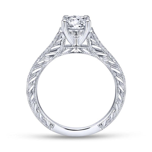 Gabriel & Co. 14k White Gold Victorian Straight Engagement Ring - Gabriel & Co.