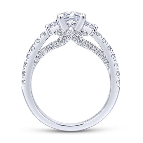 Gabriel & Co. 14k White Gold Entwined 3 Stone Engagement Ring - Gabriel & Co.