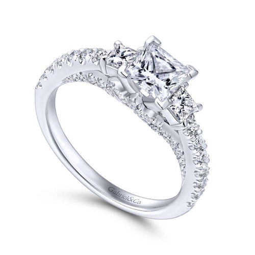 Gabriel & Co. 14k White Gold Entwined 3 Stone Engagement Ring - Gabriel & Co.
