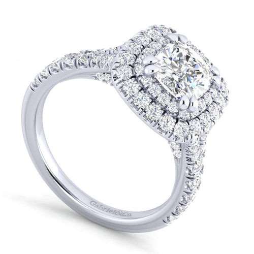 Gabriel & Co. 14k White Gold Entwined Double Halo Engagement Ring - Gabriel & Co.
