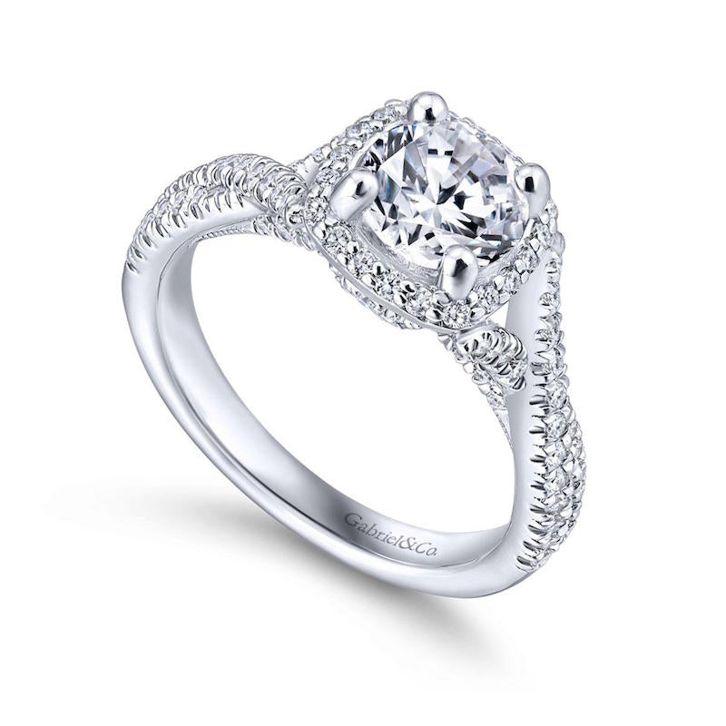 Gabriel & Co. 14k White Gold Rosette Halo Engagement Ring - Gabriel & Co.