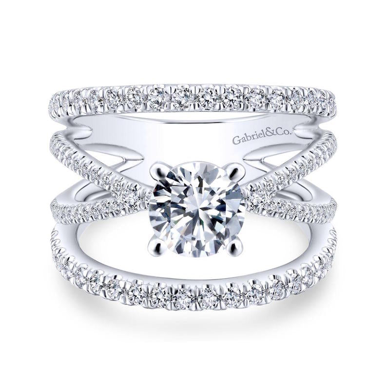 Gabriel & Co. 14k White Gold Nova Free Form Engagement Ring - Gabriel & Co.