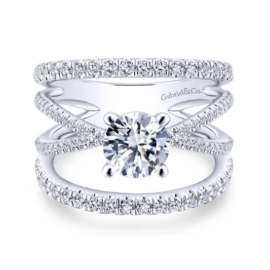 Gabriel & Co. 14k White Gold Nova Free Form Engagement Ring - Gabriel & Co.