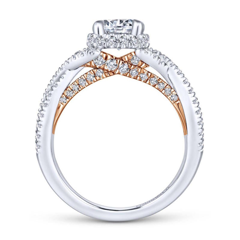 Gabriel & Co. 14k Two Tone Gold Crown Twisted Engagement Ring - Gabriel & Co.