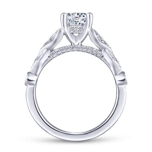 Gabriel & Co. 14k White Gold Victorian Split Shank Engagement Ring - Gabriel & Co.