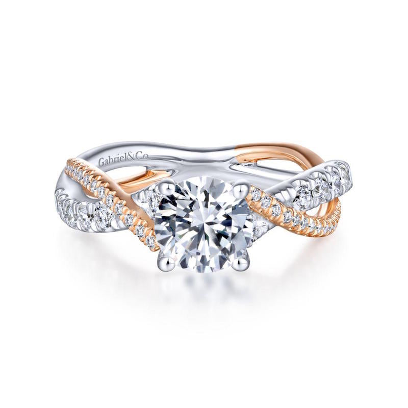 Gabriel & Co. 14k Two Tone Gold Contemporary Twisted Engagement Ring - Gabriel & Co.