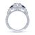 Gabriel & Co. 14k White Gold Art Deco 3 Stone Diamond & Gemstone Halo Engagement Ring - Gabriel & Co.