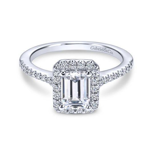 Gabriel & Co. 14k White Gold Contemporary Halo Diamond Engagement Ring - Gabriel & Co.