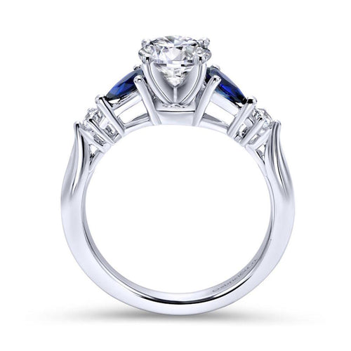 Gabriel & Co. 14k White Gold Contemporary 3 Stone Diamond & Gemstone Engagement Ring - Gabriel & Co.