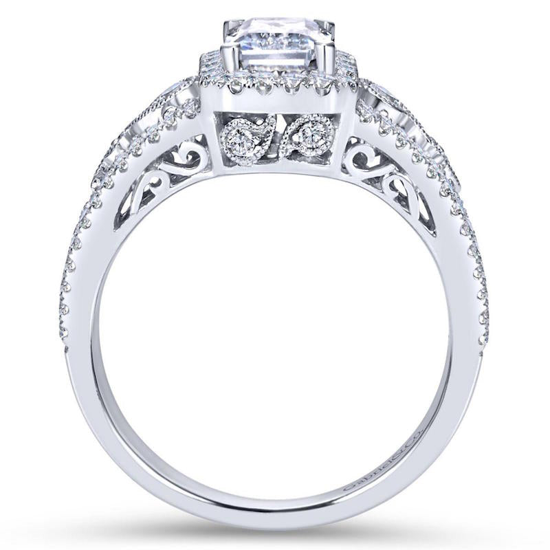 Gabriel & Co. 18K White Gold Contemporary Halo Engagement Ring - Gabriel & Co.