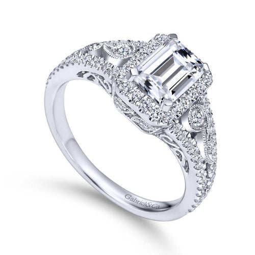 Gabriel & Co. 18K White Gold Contemporary Halo Engagement Ring - Gabriel & Co.