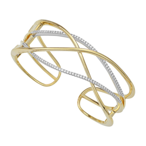 Chatham Two-Tone 14k Gold Lab Grown Diamond Cuff Bracelet