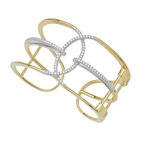 Chatham Two-Tone 14k Gold Lab Grown Diamond Cuff Bracelet - Chatham