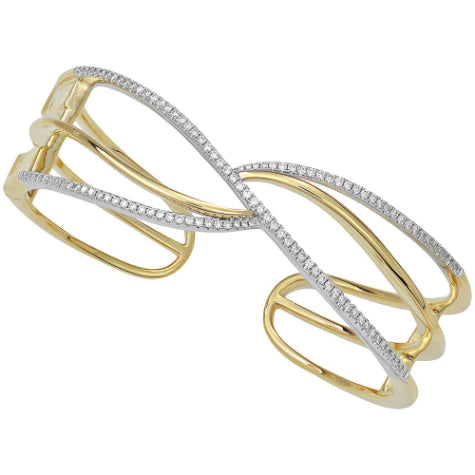 Chatham Two-Tone 14k Gold Lab Grown Diamond Cuff Bracelet