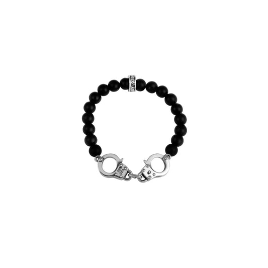 King Baby 8Mm Onyx Bead Bracelet With Handcuffs - King Baby
