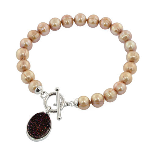 Honora Sterling Silver Freshwater Cultured Pearl Agate Bracelet - Honora