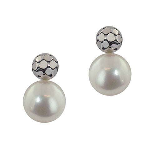 Honora Sterling Silver White Button Freshwater Cultured Pearl Earrings - Honora