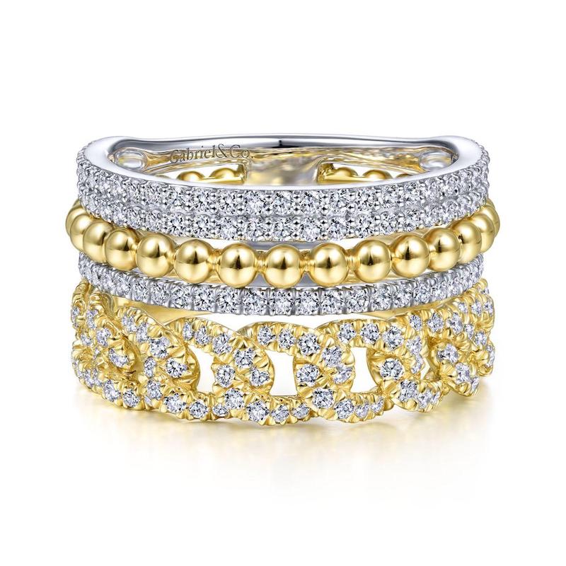 Gabriel & Co. 14k Two Tone Gold Contemporary Diamond Ring - Gabriel & Co. Fashion