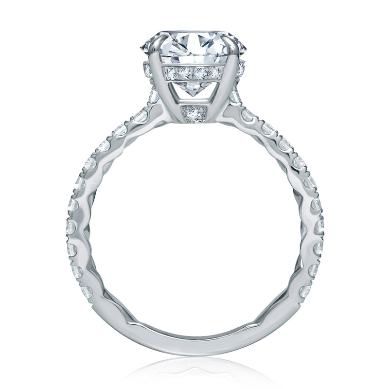 A. Jaffe Quilted French Pave Round Diamond Center Engagement Ring