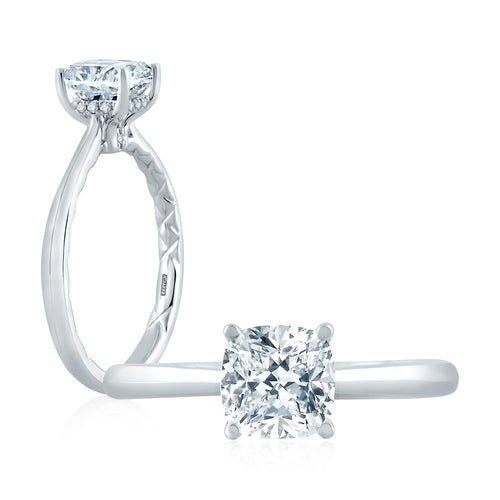 A. Jaffe Peek-A-Boo Pave Profile Diamond Engagement Ring with Signature A.JAFFE Quilts Interior