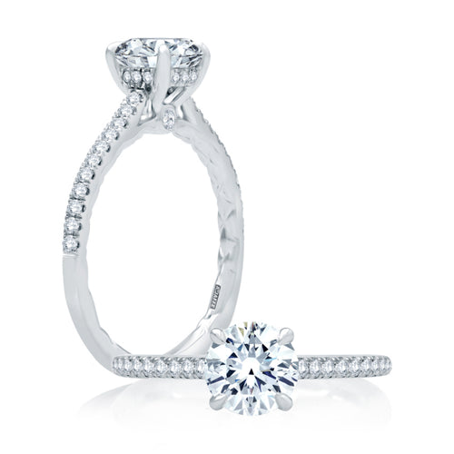 A. Jaffe Peek-A-Boo Pave Profile Diamond Quilted Engagement Ring