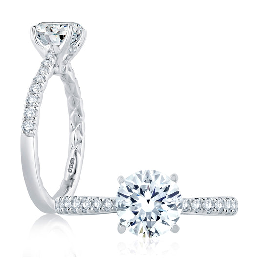 A. Jaffe Tapered Diamond Pave Engagement Ring with Quilted Interior . - A. Jaffe